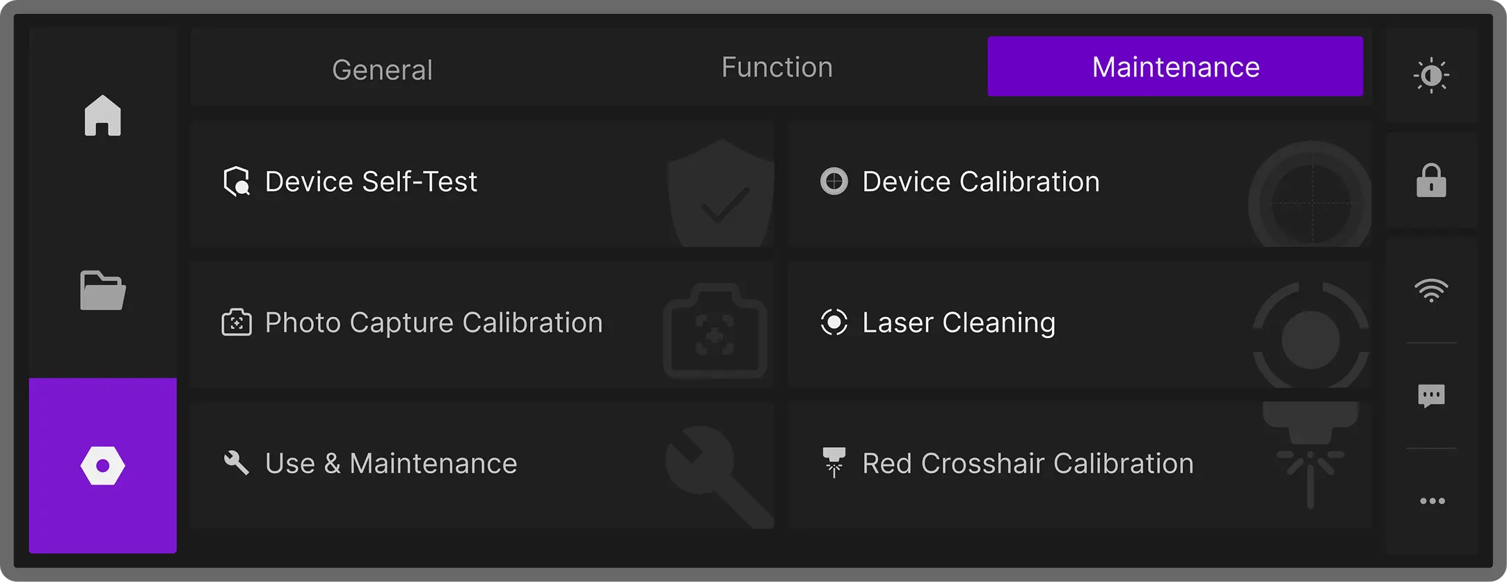 Aliencell X1 wartungswerkzeuge touchscreen interface